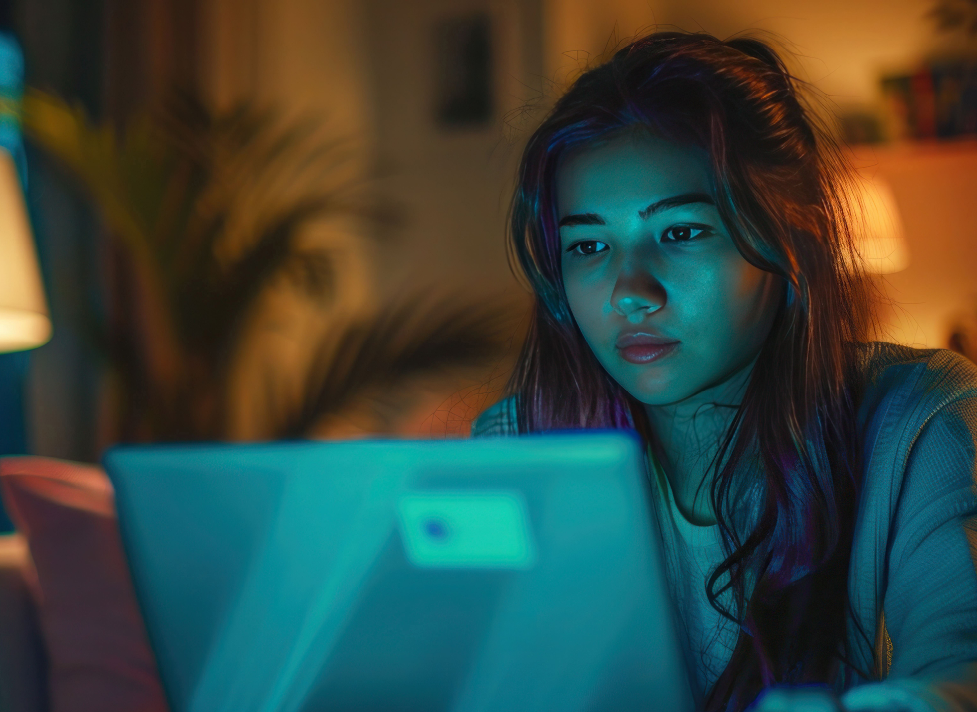 girl looking at laptop